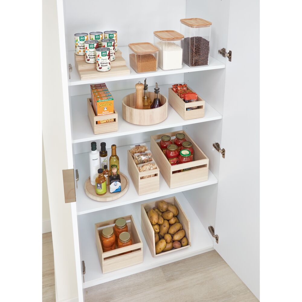 iDesign Wood Handled Bin 10x5x4