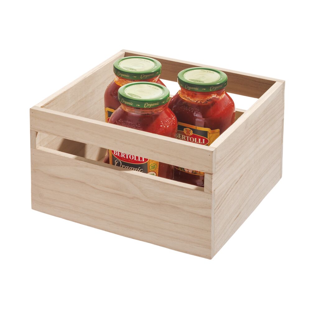 iDesign Wood Handled Bin 10 x 10 x 6