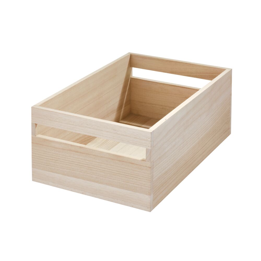 iDesign Wood Handled Bin 15x10x6