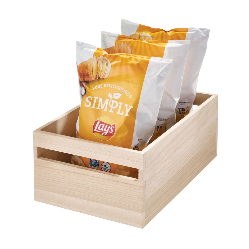 iDesign Wood Handled Bin 15x10x6