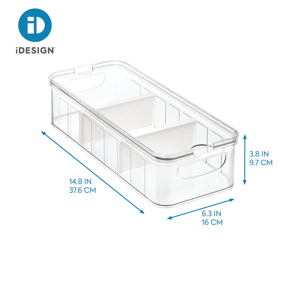 iDesign Crisp Large Divided Bin Clear