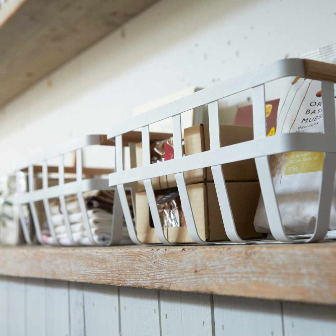 Yamazaki Storage Basket - Steel + Wood